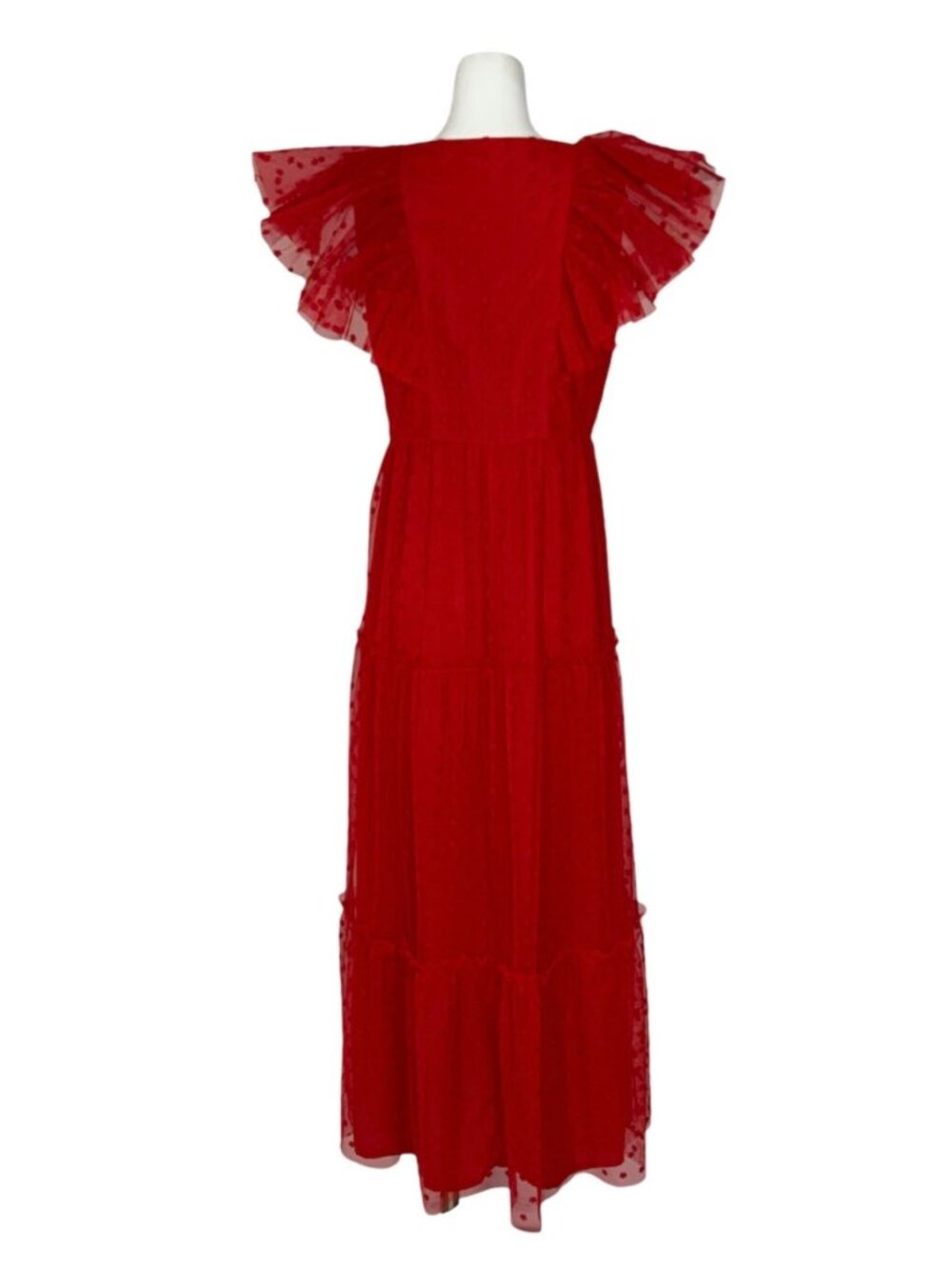 Tuckernuck Tulle Giselle Gown Dress M Red Ruffles Maxi NEW - Picture 3 of 14